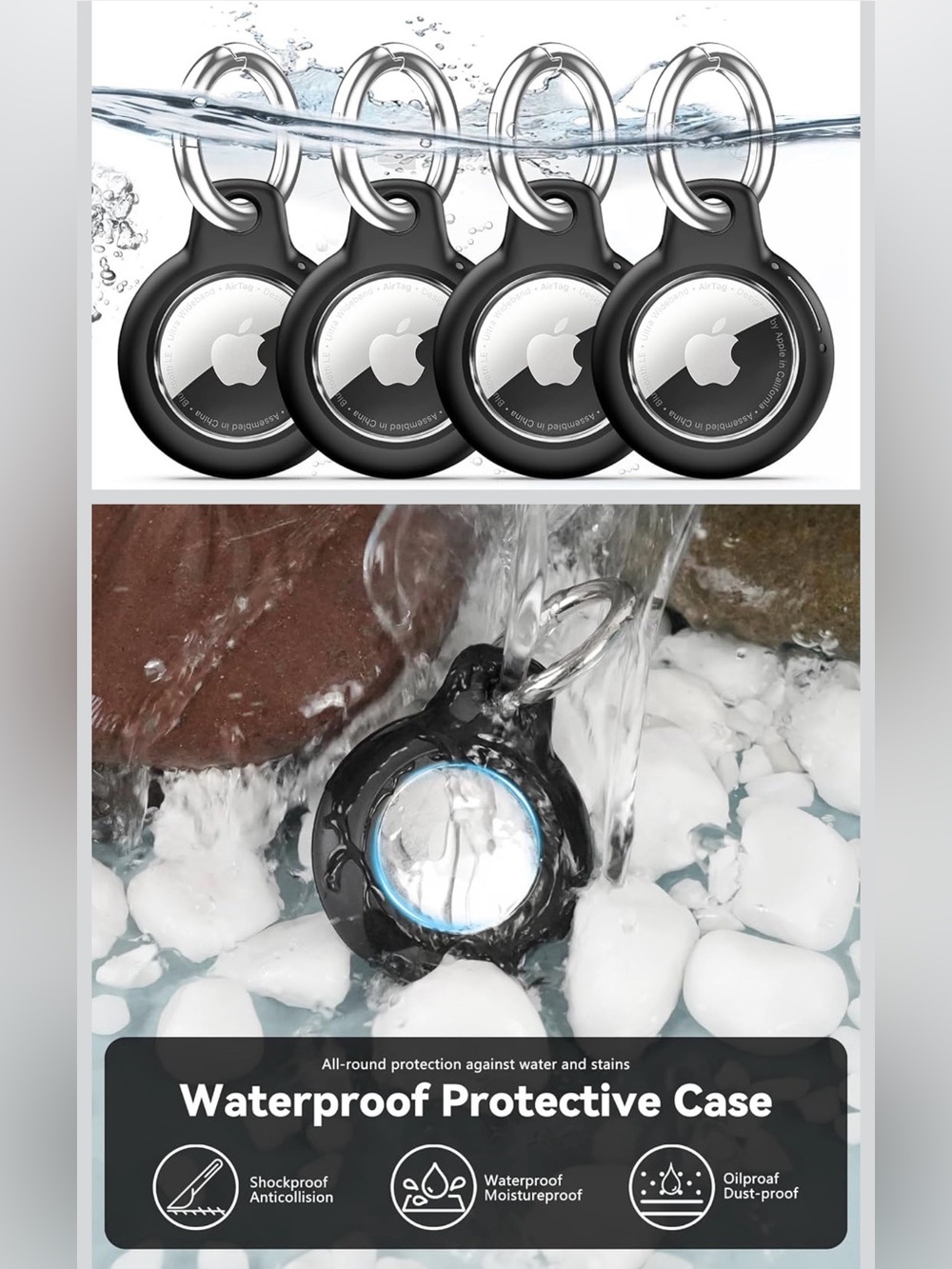 ✴️New✴️Apple Waterproof Silicone AirTag Cases in Black (2/$10)